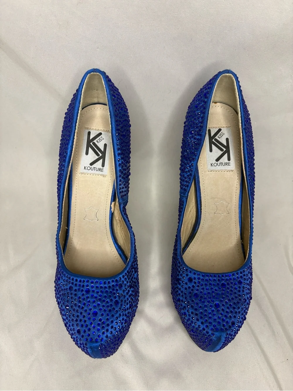 Royal Blue Crystal Platform Pump - Women's Dress Heels